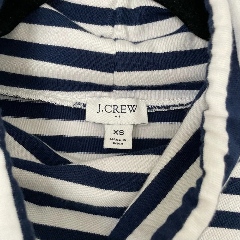 J. Crew Navy White Striped Funnel Neck Sweatshirt Size XS